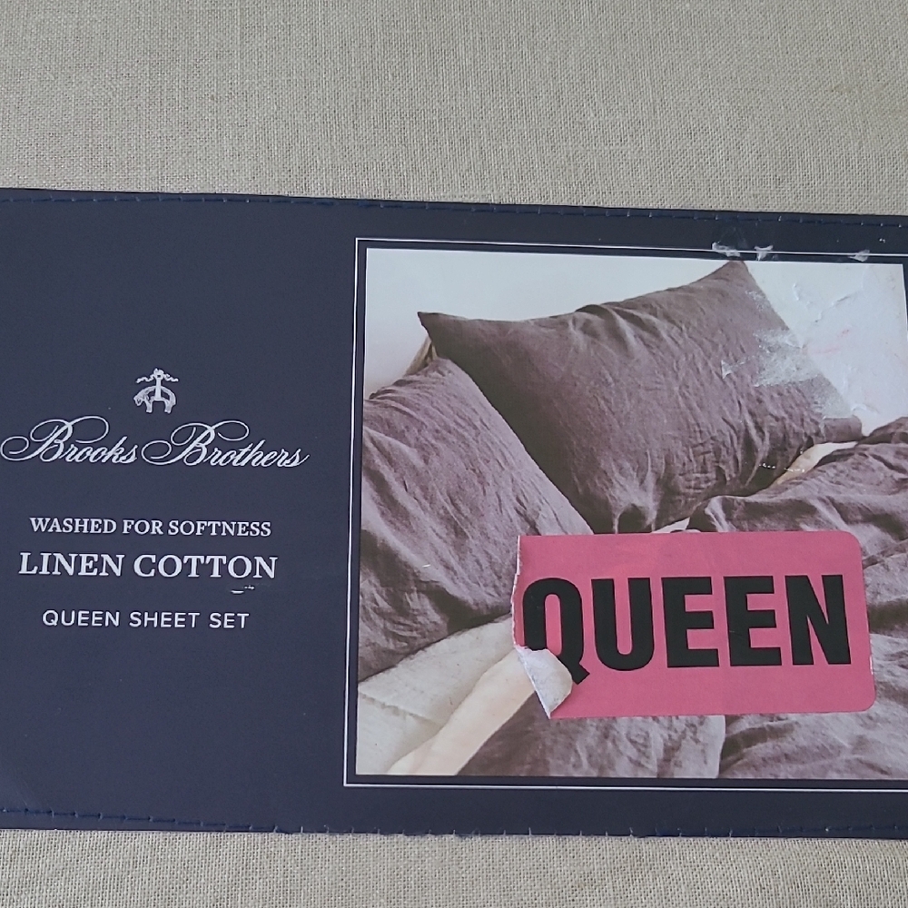 Brooks Brothers Linen Cotton Queen Sheet Set - Natural